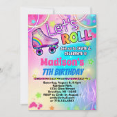 Cartes d'invitation pour roller patin rétro arc-en (Devant)