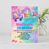 Cartes d'invitation pour roller patin rétro arc-en (Debout devant)