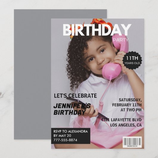 Cartes d'invitation pour ses 11 ans Couverture de (Devant / Derrière)