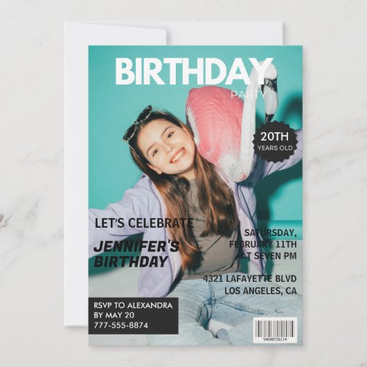 Cartes d'invitation pour ses 20 ans de couverture (Devant)