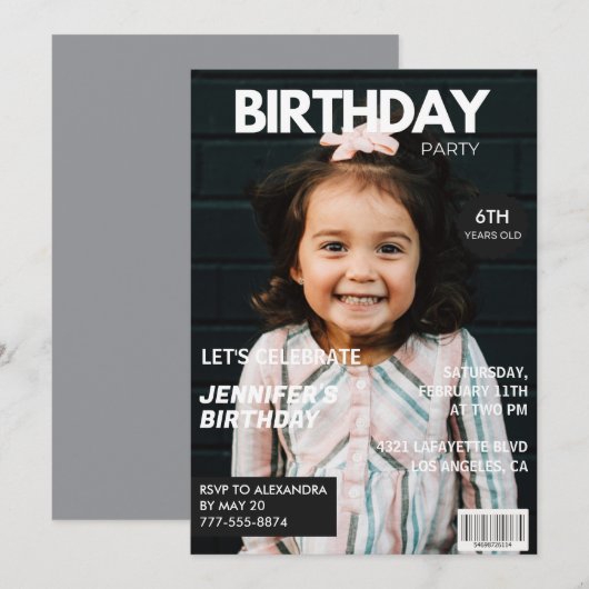 Cartes d'invitation pour ses 6 ans de couverture d (Devant / Derrière)