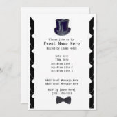 Cartes d'invitation pour soirée chapeau haut de fo (Devant / Derrière)