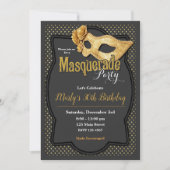 Cartes d'invitation pour soirée de bal masqué (Devant)