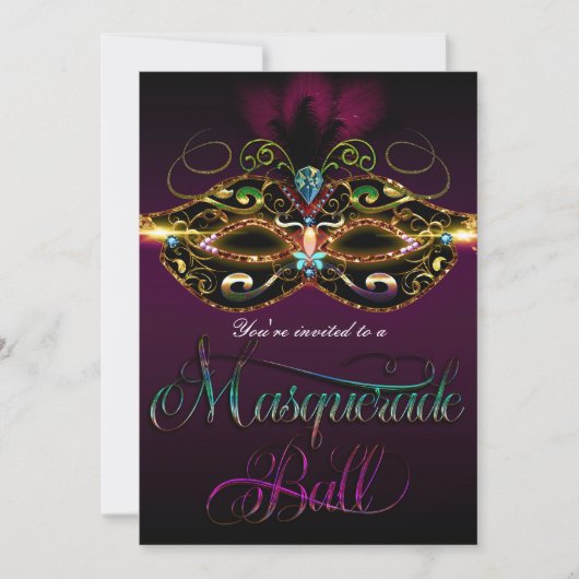 Cartes d'invitation pour soirée de bal masqué mult (Devant)