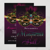 Cartes d'invitation pour soirée de bal masqué mult (Devant / Derrière)
