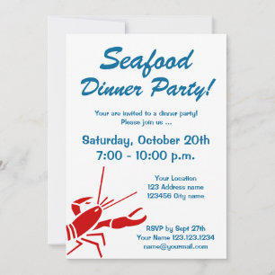 Cartes d'invitation pour soirée de fruits de mer a
