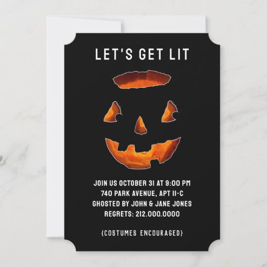 Cartes d'invitation pour soirée d'Halloween pour a (Devant)