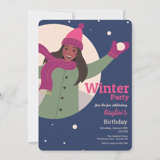Cartes d'invitation pour soirée d'hiver (Devant)