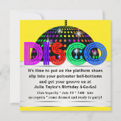 Cartes d'invitation pour soirée disco (Dos)