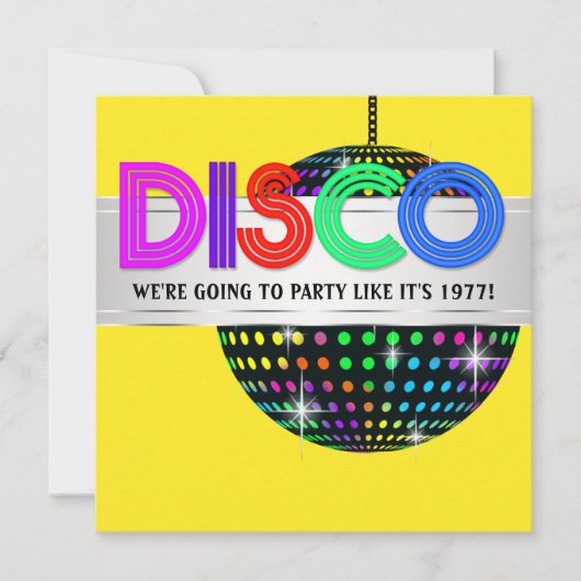 Cartes d'invitation pour soirée disco (Devant)