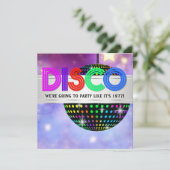 Cartes d'invitation pour soirée disco à boule à fa (Debout devant)