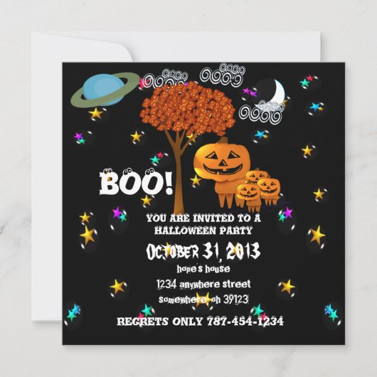 Cartes d'invitation pour soirée Halloween avec cit (Devant)