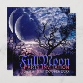 Cartes d'invitation pour soirée Halloween sous la  (Devant / Derrière)