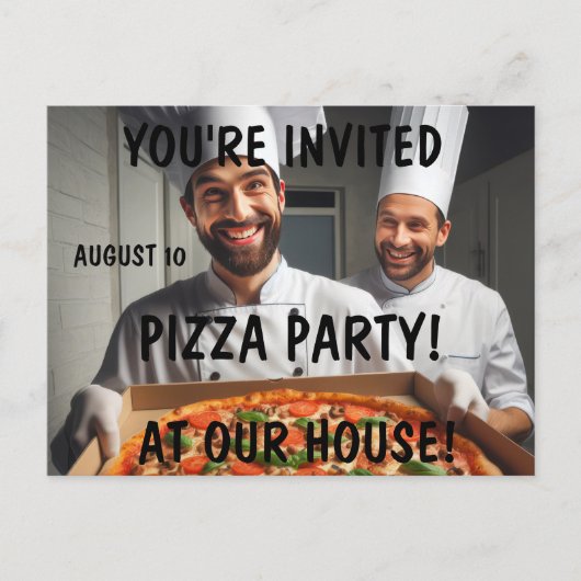 CARTES D'INVITATION POUR SOIRÉE PIZZA (Devant)