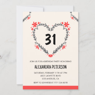 Cartes d'invitation pour son 31e anniversaire flor