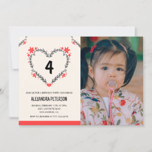 Cartes d'invitation pour son 4ème anniversaire Flo