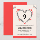 Cartes d'invitation pour son 9e anniversaire flora (Devant / Derrière)