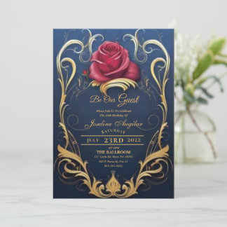 Cartes d'invitation pour Sweet 16 Rose Rouge de La