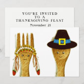 Cartes d'invitation pour Thanksgiving (Devant / Derrière)