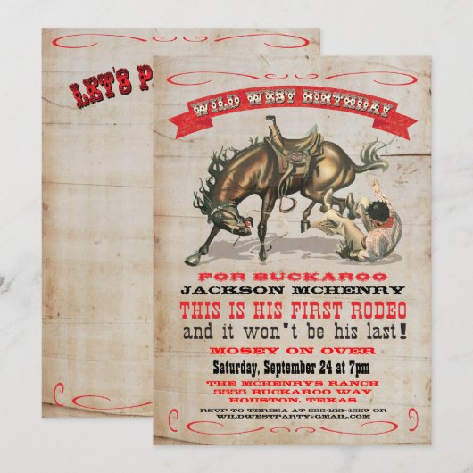 Cartes d'invitation pour un 1er anniversaire sur l (Devant / Derrière)