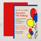 Cartes d'invitation pour un 37e anniversaire avec (Devant / Derrière)