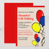 Cartes d'invitation pour un 44e anniversaire avec (Devant / Derrière)