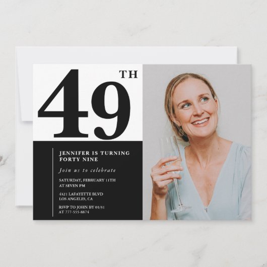 Cartes d'invitation pour un 49e anniversaire avec (Devant)