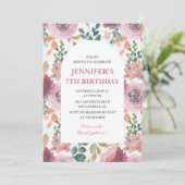 Cartes d'invitation pour un 7ème anniversaire Flor (Debout devant)