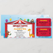 Cartes d'invitation pour un anniversaire de cirque (Devant / Derrière)