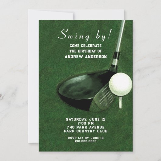Cartes d'invitation pour un anniversaire de golf (Devant)