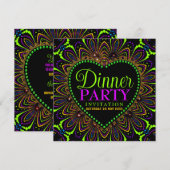 Cartes d'invitation pour un dîner de fiesta bohème (Devant / Derrière)