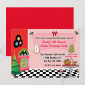 Cartes d'invitation pour un échange de biscuits de (Devant / Derrière)