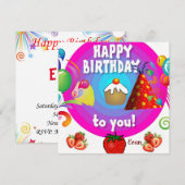 Cartes d'invitation pour un Joyeux Anniversaire (Devant / Derrière)