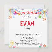Cartes d'invitation pour un joyeux anniversaire (Dos)
