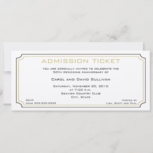 Cartes d'invitation pour un jubilé d'or (Devant)