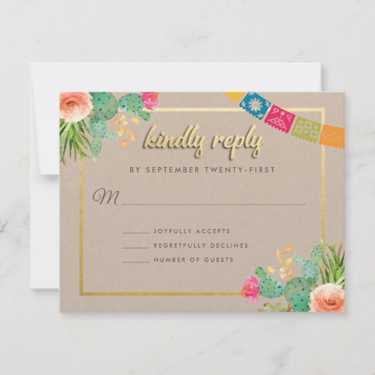 Cartes d'invitation pour un mariage Fiesta assorti (Devant)