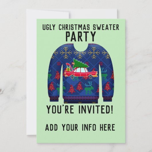 CARTES D'INVITATION POUR UN NOËL EN PULL MOCHE (Devant)