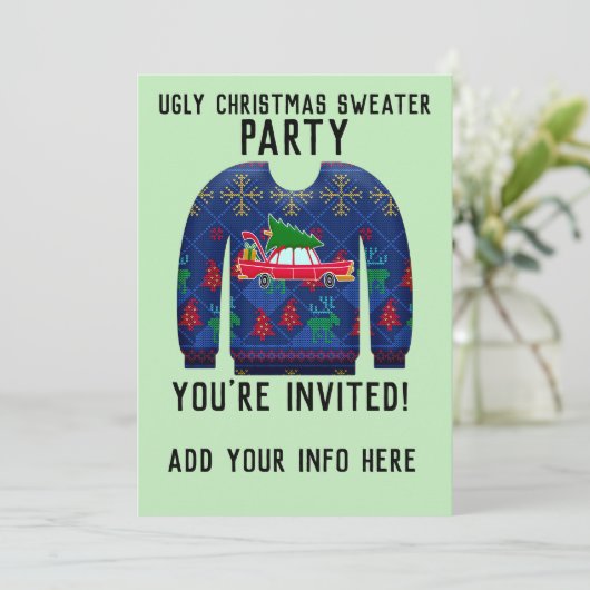 CARTES D'INVITATION POUR UN NOËL EN PULL MOCHE (Debout devant)