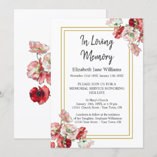 Cartes d'invitation pour un service commémoratif