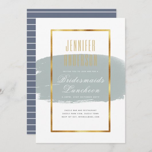 Cartes d'invitation pour un thé-brunch moderne de  (Devant / Derrière)
