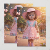 Cartes d'invitation pour une baby shower fille (Devant / Derrière)