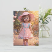 Cartes d'invitation pour une baby shower fille (Debout devant)