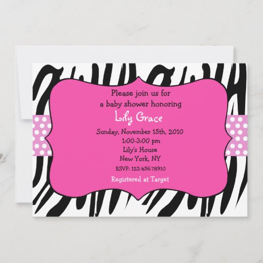 Cartes d'invitation pour une baby shower rose fuch (Devant)