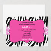 Cartes d'invitation pour une baby shower rose fuch (Devant / Derrière)