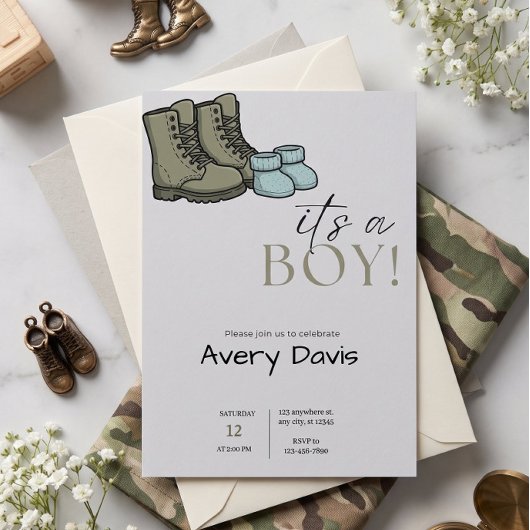 Cartes d'invitation pour une douche : Bottes de co