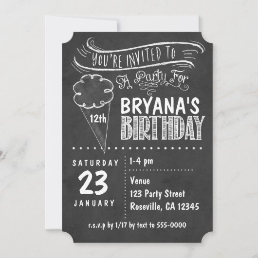 Cartes d'invitation pour une fête d'anniversaire d (Devant)