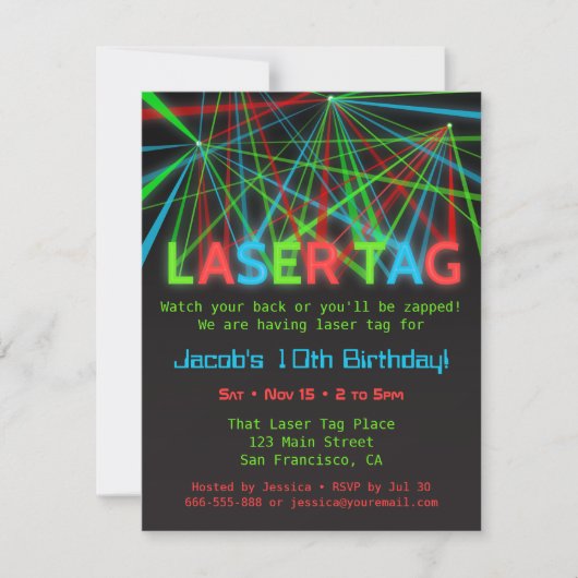 Cartes d'invitation pour une fête d'anniversaire d (Devant)