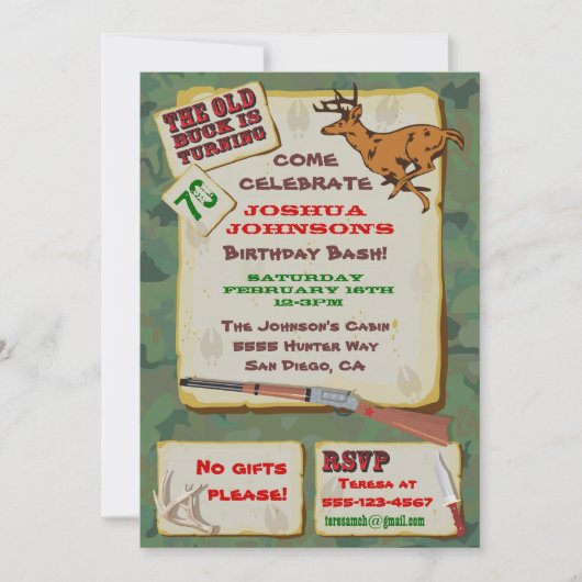 Cartes d'invitation pour une fête d'anniversaire d (Devant)