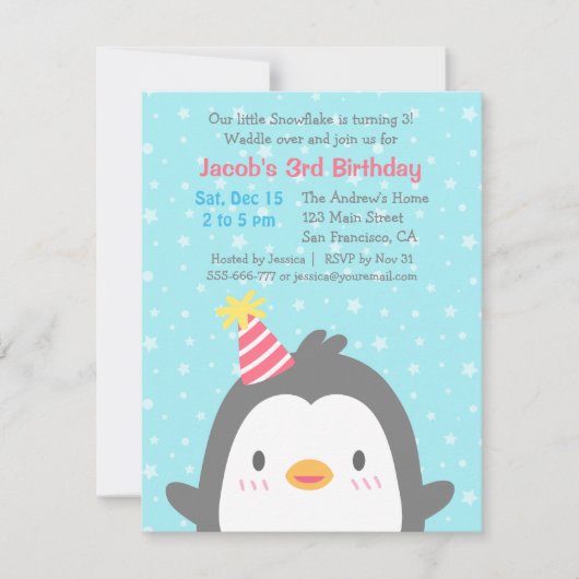 Cartes d'invitation pour une fête d'anniversaire e (Devant)