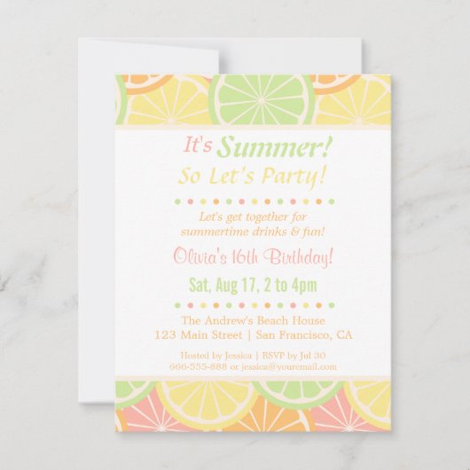 Cartes d'invitation pour une fête d'anniversaire f (Devant)